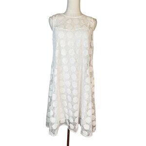 Donna Morgan Size 6 White Lace Polka Dot Sleeveless Shift Dress